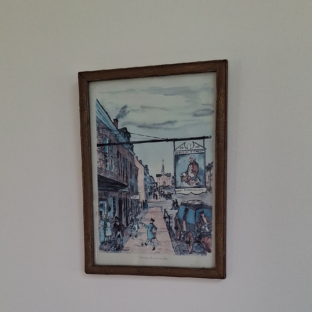Framed Colonial Street Scene Print
